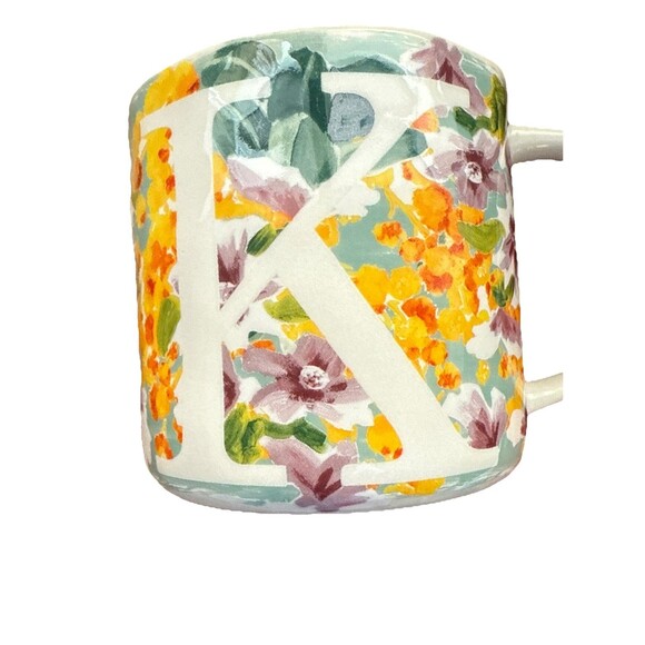 by ANTHROPOLOGIE Monogram " K “ Initial Floral Coffee Cup / Mug - Picture 5 of 5